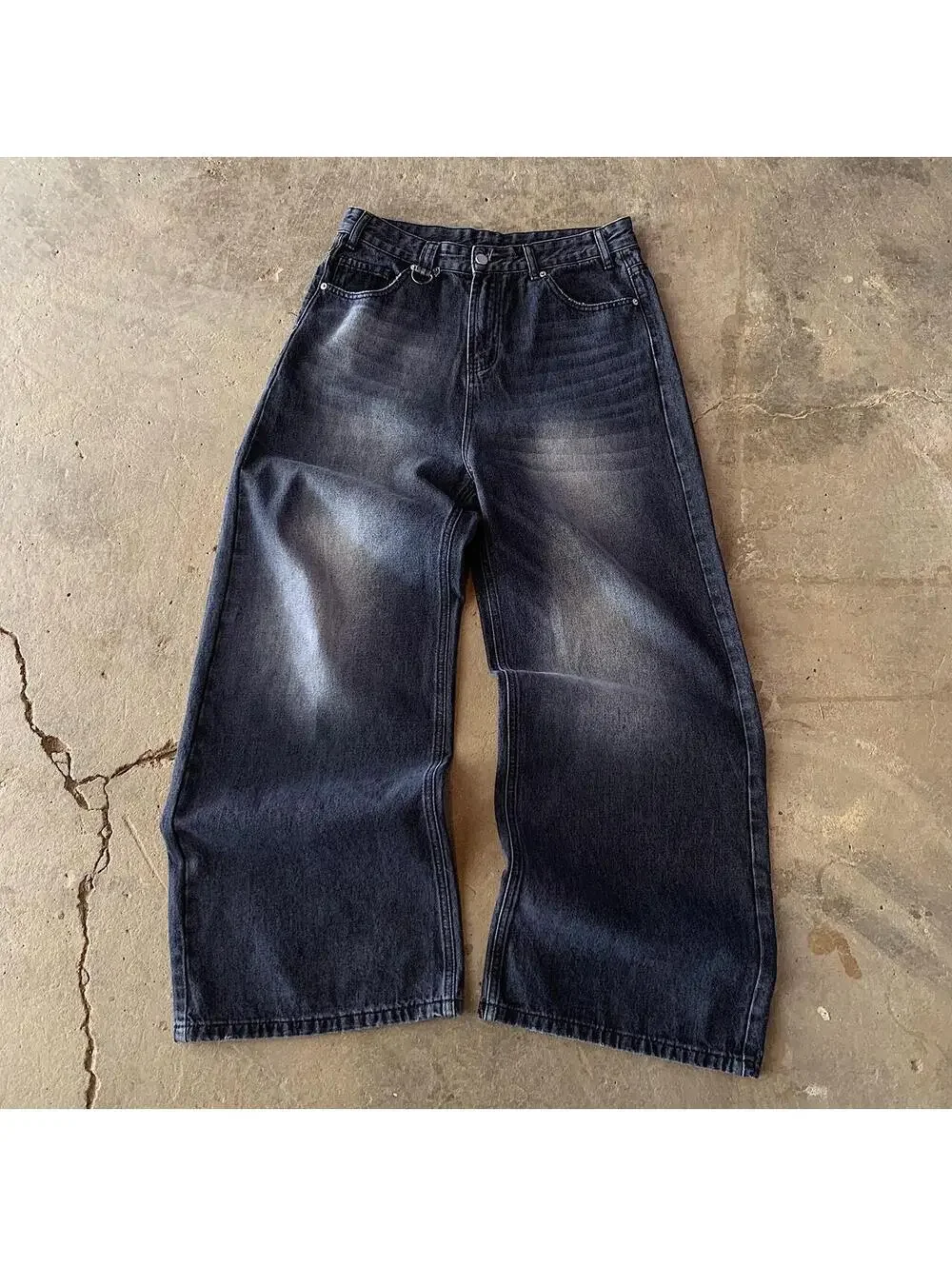 Vintage y2k super baggy wide leg y2k urban wide leg faded black denim skater
